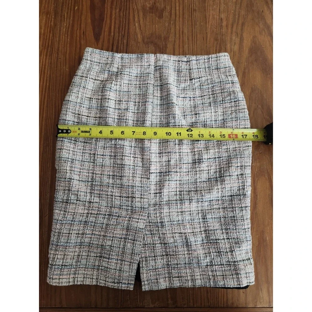 Banana Republic Pink Tweed Skirt Lined Back Slit Sz 2 Academia Office‎ Boardroom
